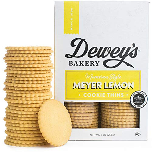 Deweys Bakery Meyer Lemon Moravian Style Cookie Thins  Baked in Small Batches  Real Simple Ingredients  TimeHonored Southern Bakery Recipe  9 oz Pack of 3