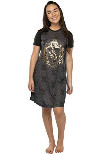 INTIMO Harry Potter Juniors Foil Print Hogwart Houses Raglan Nightgown  Hufflepuff XL