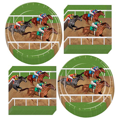 Horse Racing Derby Paper Dinner Plates and Luncheon Napkins Serves 16