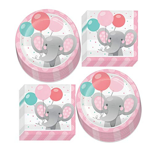 Elephant Birthday Party and Baby Shower Decorations for Girls Pink Paper Dessert Plates and Beverage Napkins Serves 16 Elephant Birthday Party and Baby Shower Decorations for Girls Pink Paper Dessert Plates and Beverage Napkins Serves 16