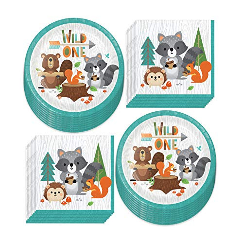 Wild One 1st Birthday Party and Woodland Theme Baby Shower Decorations Animal Critters Paper Dessert Plates and Beverage Napkins Serves 16 Wild One 1st Birthday Party and Woodland Theme Baby Shower Decorations Animal Critters Paper Dessert Plates and Beverage Napkins Serves 16