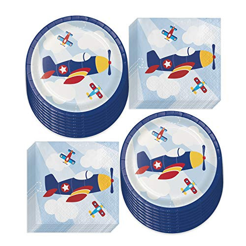 Airplane Party Supplies Little Flyer Airplane Paper Dessert Plates and Beverage Napkins Serves 16 Airplane Party Supplies Little Flyer Airplane Paper Dessert Plates and Beverage Napkins Serves 16