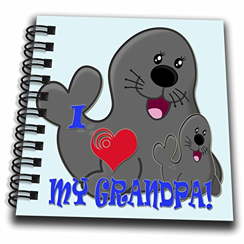 3dRose db_224470_3 I Love My Grandpa Seals Blue Kids Decor Mini Notepad, 4" x 4"
