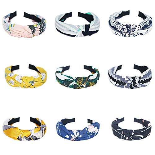 9 Packs Knot Turban Headband Wide Headbands Cross Knotted Hair Band Fashion Cute Elastic Hair Accessories for Women and Girls 9 Packs Knot Turban Headband Wide Headbands Cross Knotted Hair Band Fashion Cute Elastic Hair Accessories for Women and Girls