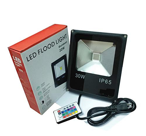 RGB LED Flood Lights with Remote Control, 30W IP66 Waterproof Dimmable Color Changing Floodlight, 16 Colors 4 Modes Wall Washer Light, Outdoor Decorative Garden Stage Landscape Lighting