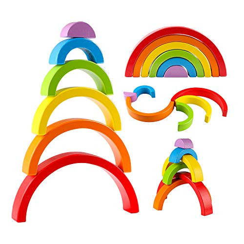 Joqutoys Wooden Rainbow Stacking Toy for Kids Creative Colorful Wood Stacker Nesting Puzzle Blocks Educational Building Blocks for Baby Toddlers Joqutoys Wooden Rainbow Stacking Toy for Kids Creative Colorful Wood Stacker Nesting Puzzle Blocks Educational Building Blocks for Baby Toddlers