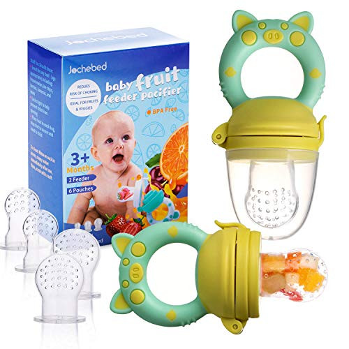 Baby Fruit Food Feeder Pacifier  Fresh Teething Pacifiers Infant Fruit Teething Teether Toy for 324 Months 6 Pcs Silicone Pouches for Toddlers  Kids  Babies Piggy Handle 2Pack Yellow