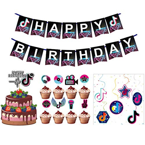 Tik Tok Cake Banner Topper Tik Tok Birthday Party Decor for Boys Girls and All Tik Tok Fans