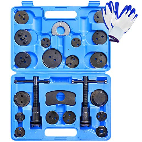 N  A YSTOOL Universal 24PCS Brake Caliper Compression Tool Kit Wind Back Front and Rear Disc Brake Piston Brake Pad Replacement Tool Set for Most Car Truck