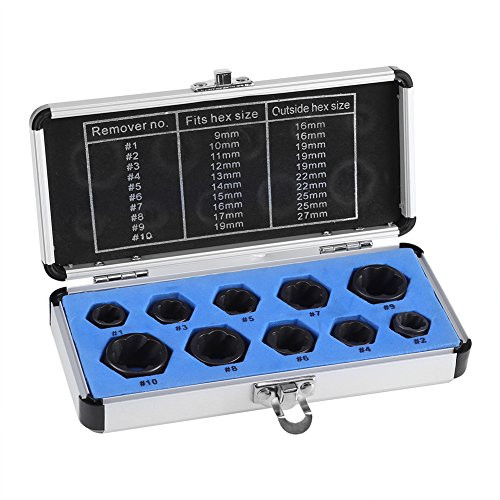 10pcs 919mm Damaged Nut Bolt Remover Kit Screw Head Stud Extractor Set Broken Bolt Removal Tool with Storage Case