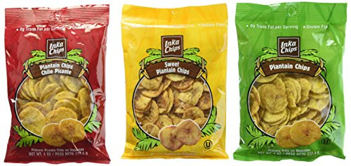 Inka Chips Gluten Free Plantain Chips 3 Flavor 6 Bag Variety Bundle 2 Inka Chips Sweet Plantain Chips 2 Inka Chips Original Plantain Chips and 2 Inka Chips Chili Picante Plantain Chips 3254 Oz Ea 6 Bags Total