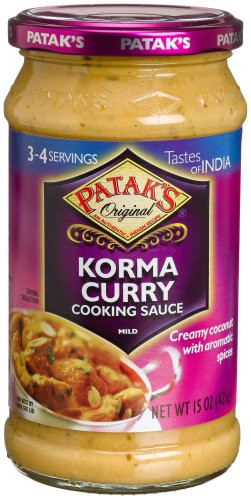 Pataks Korma Curry Cooking Sauce Mild 15Ounce Glass Jars Pack of 6