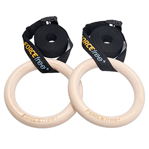 Forcefree Wood Gymnastic Rings 32mm Dia Olympic Gym Rings with Adjustable Straps Heavy Duty Gym Equipment for Home Gym Train Workout Strength Training Fitness Pull Ups and Dips Forcefree Wood Gymnastic Rings 32mm Dia Olympic Gym Rings with Adjustable Straps Heavy Duty Gym Equipment for Home Gym Train Workout Strength Training Fitness Pull Ups and Dips