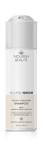 Nourish Beaute Sulfate Free Hair Growth Shampoo to Grow Thicken and Strengthen with Biotin and Jamaican Black Castor Oil Cruelty Free