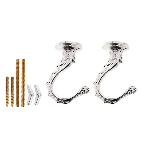 Penck Swag Hooks for Ceiling Hanging  Decorative Ceiling Hooks for Hanging Plants  Heavy Duty Hooks with Hardware for Ceiling Installation Cavity Wall Fixing Silver 2Pack