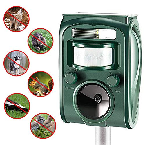 Animal Repeller Outdoor Pest Repellent Deterrent Garden Ultrasonic Solar Powered Dog Cat Fox Pest Deterrent Waterproof Motion Activated Repellent Cat Repellent Pet Repeller