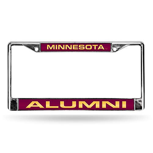 NCAA Rico Industries Laser Cut Inlaid Standard Chrome License Plate Frame Minnesota Golden Gophers  Alumni