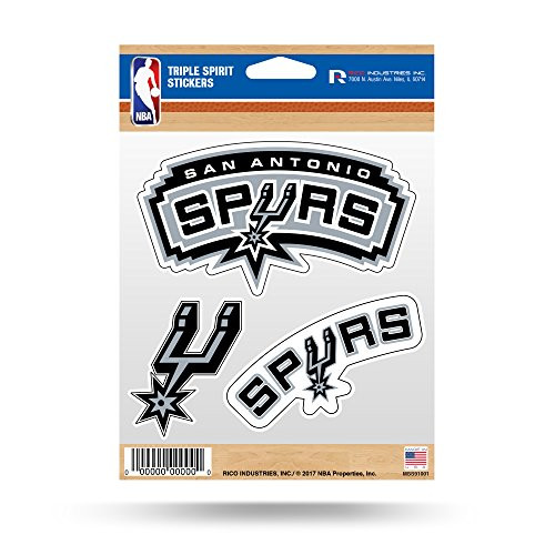Rico Industries NBA San Antonio Spurs Die Cut 3Piece Triple Spirit Sticker Sheet Rico Industries NBA San Antonio Spurs Die Cut 3Piece Triple Spirit Sticker Sheet