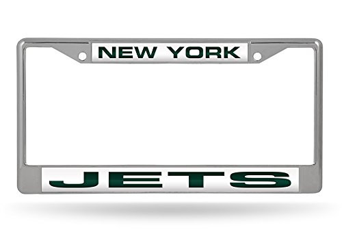 NFL Rico Industries Laser Cut Inlaid Standard Chrome License Plate Frame New York Jets White NFL Rico Industries Laser Cut Inlaid Standard Chrome License Plate Frame New York Jets White
