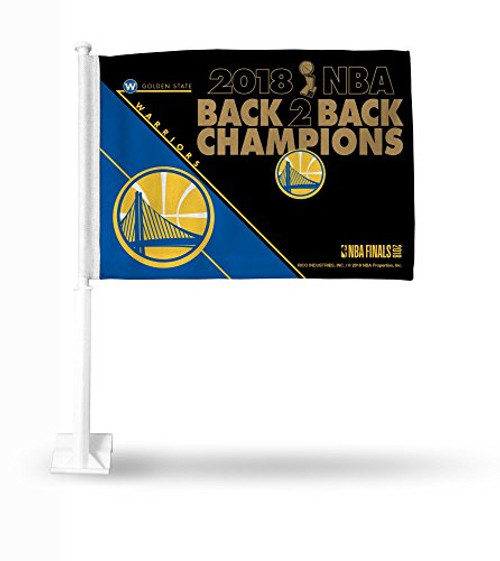 Rico Industries NBA Golden State Warriors 2018 Basketball Champions Car Flag with White Pole