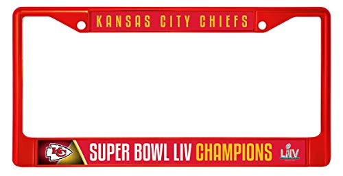Rico Industries Inc Kansas City Chiefs Super Bowl LIV Champions RED Metal License Plate Frame Chrome Tag Cover Football Rico Industries Inc Kansas City Chiefs Super Bowl LIV Champions RED Metal License Plate Frame Chrome Tag Cover Football