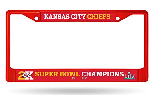 Rico Industries Inc Kansas City Chiefs RED 2X Super Bowl Champions Metal License Plate Frame Chrome Tag Cover Football Rico Industries Inc Kansas City Chiefs RED 2X Super Bowl Champions Metal License Plate Frame Chrome Tag Cover Football