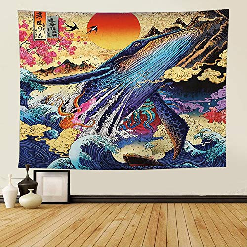 Sunset Great Wave Whale Tapestry Japanese Art Tapestry Ukiyoe Print Ocean Landscape Wall Hanging Tapestry Sunset Animal Tapestry for Dorm Bedroom Living Room Home Decorations59x78INCH Sunset Great Wave Whale Tapestry Japanese Art Tapestry Ukiyoe Print Ocean Landscape Wall Hanging Tapestry Sunset Animal Tapestry for Dorm Bedroom Living Room Home Decorations59x78INCH