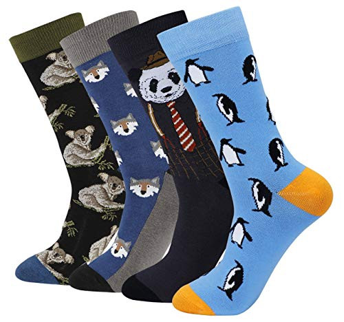 Mens Novelty Crew Socks Funny Cute Koala Animal Patterned Dress Socks for Women