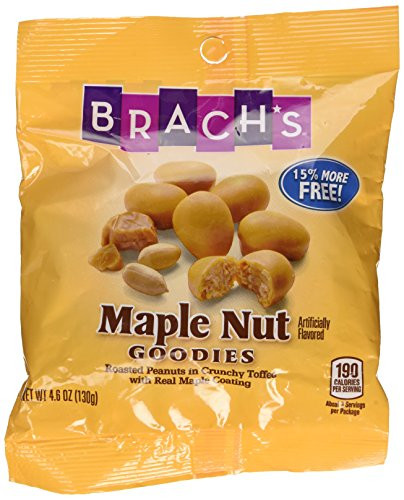 Brachs Maple Nut Goodies Roasted Peanuts in Crunchy Toffee with Real Maple Coating 4 Oz Pack 3 Packs