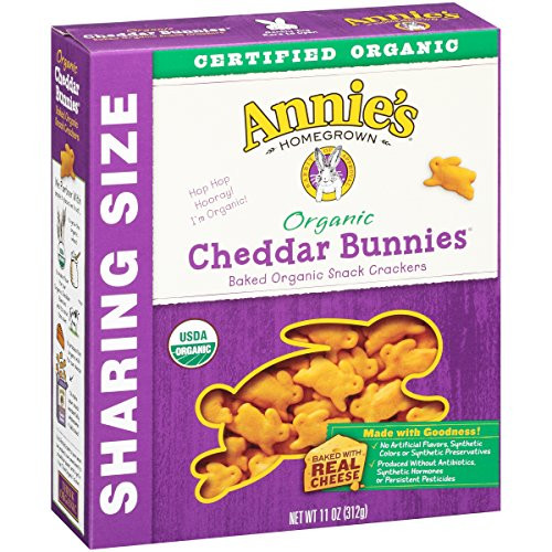 Annies Organic Cheddar Bunnies Baked Snack Crackers 11 oz Box Pack of 4