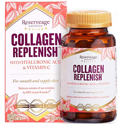 Reserveage Collagen Replenish Capsules Skin and Nail Supplement Supports Collagen and Elastin Production 120 capsules 30 servings