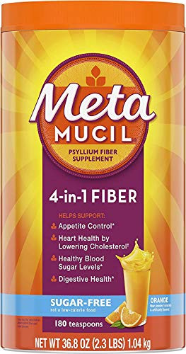 Metamucil SugarFree Fiber Supplement 180 Servings 4in1 Psyllium Husk Powder Orange Flavored Drink 368 Ounce 23 Pound