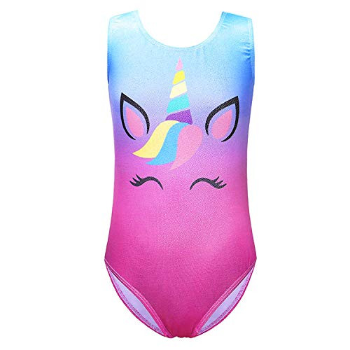 Fiodrimy Unicorn Leotards for Girls Gymnastics Dance Ballet Unitard OnePiece Sparkle Biketard for Kids Cute Cartoon Dance Outfits
