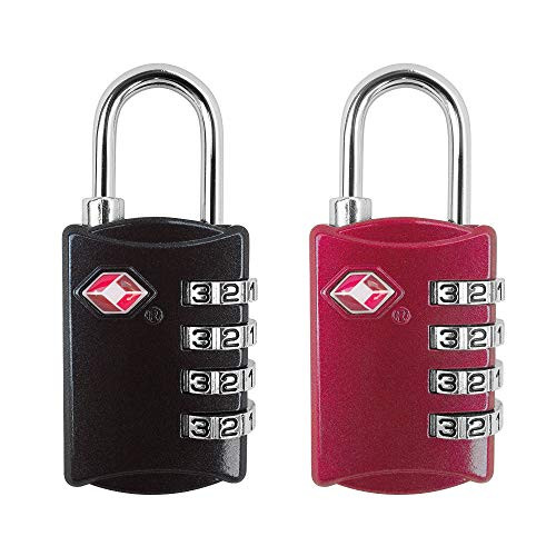 TSA Approved Luggage Lock 4 Digit Combination Padlock for Travel Luggage Backpack Bag Suitcase Lockers Lock Pack of 2 Black Red TSA Approved Luggage Lock 4 Digit Combination Padlock for Travel Luggage Backpack Bag Suitcase Lockers Lock Pack of 2 Black Red