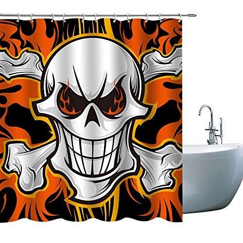Skull Decor Waterproof Polyester Fabric Shower Curtain for Bathroom with Hooks, 71X 71 in Skull Decor Waterproof Polyester Fabric Shower Curtain for Bathroom with Hooks, 71X 71 in
