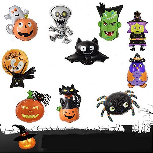 Halloween Foil Balloons 10pcs Small Size Bat Pumkin Witch Spider Foil Balloons Halloween Party Decoration Supplies