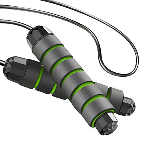 Jump Rope TangleFree with Ball Bearing Rapid Speed Rope Skipping Cable Adjustable Skipping Ropes Jump Ropes for Fitness Women Men Kids Green Jump Rope TangleFree with Ball Bearing Rapid Speed Rope Skipping Cable Adjustable Skipping Ropes Jump Ropes for Fitness Women Men Kids Green