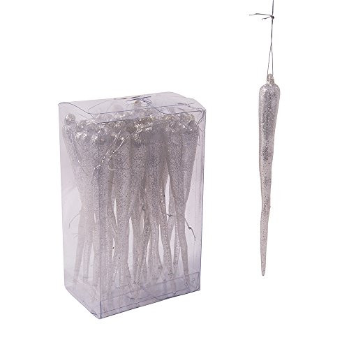 Kurt Adler 5-Inch Plastic Glittered Icicle Ornament Set of 24 24 Piece