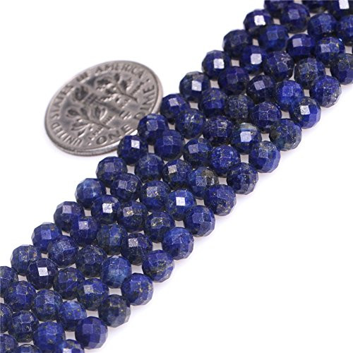 5mm Natural Blue Lapis Lazuli Gemstone Semi Precious Round Faceted Beads for Jewelry Making