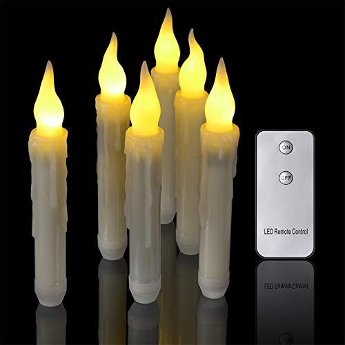 PChero 6pcs LED Taper Candles with Remote Control Battery Operated Flameless Flickering Window Candlesticks Dripless Handheld Pillar Candles for Party Classroom Church Decorations PChero 6pcs LED Taper Candles with Remote Control Battery Operated Flameless Flickering Window Candlesticks Dripless Handheld Pillar Candles for Party Classroom Church Decorations