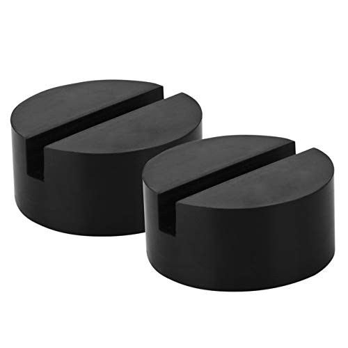 GeeWatom Universal Jack Pad Slotted Rubber Jack Pad Medium Size  Frame Rail Protector PuckPad Keeps Pinch Weld Paint and Metal Safe 2 Pack