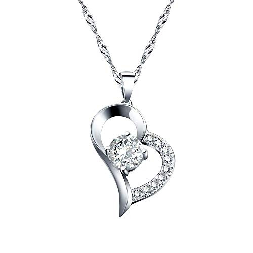 Heart Pendant Necklace Cubic Zirconia Heart Shape Pendant Silver Heart Pendant Necklace on Adjustable Silver Chain Gift for Birthdays Christmas Anniversaries Valentines Day or Bridal Jewelry Heart Pendant Necklace Cubic Zirconia Heart Shape Pendant Silver Heart Pendant Necklace on Adjustable Silver Chain Gift for Birthdays Christmas Anniversaries Valentines Day or Bridal Jewelry
