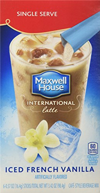 Maxwell House International Coffee French Vanilla Iced Latte Singles, 3.42-Ounce Boxes (Pack of 8)