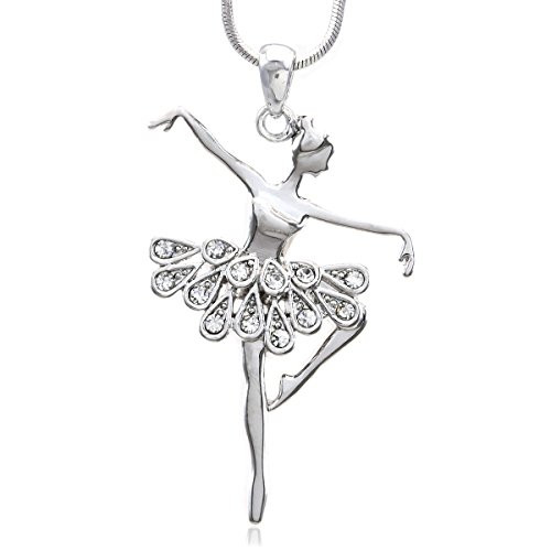 Soulbreezecollection Dancing Ballerina Dancer Ballet Dance Pendant Necklace Charm Clear