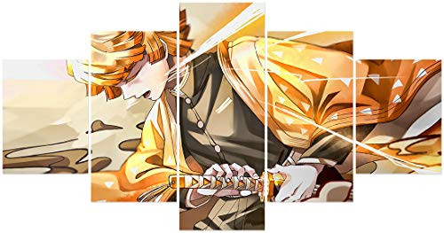 FUNHUA Demon Slayer Poster Agatsuma Zenitsu Canvas Prints Japanese Anime Poster Unframed for living Room Bedroom
