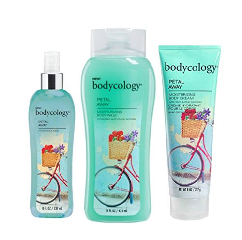 Bodycology Body 3 Piece Set Fragrance Mist Spray Body Cream Body Wash Petal Away