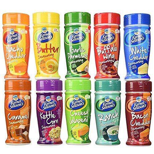 Kernel Seasons Popcorn Seasoning Large Sampler Pack 27oz Container Variety Pack of 10 Different Flavors