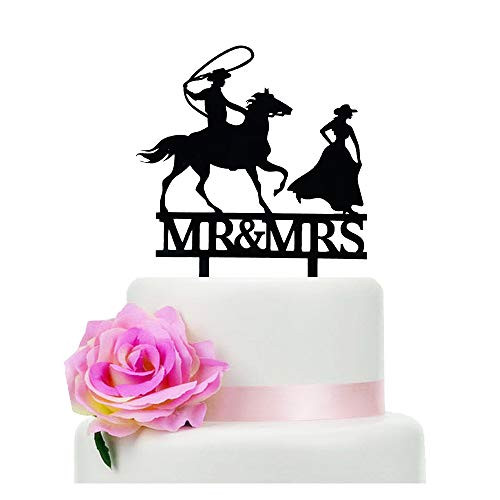 Mr  Mrs Wedding Cake Topper Farmer Southern Style Wedding Cake Topper Rustic Horse Wedding Cake Topper Black Silhouette Cake Topper?Horse?