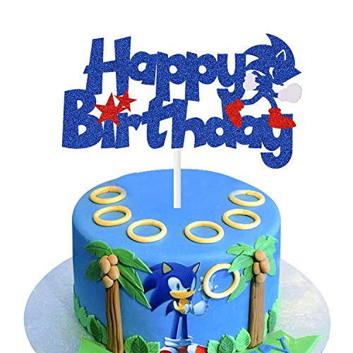 Blue Hedgehog Happy Birthday Cake Topper Sonic Birthday Party Cake Decorations Supplies for Kids Birthday the Hedgehog Cake Decor Glitter Double Sided Cake Topper Blue Hedgehog Happy Birthday Cake Topper Sonic Birthday Party Cake Decorations Supplies for Kids Birthday the Hedgehog Cake Decor Glitter Double Sided Cake Topper