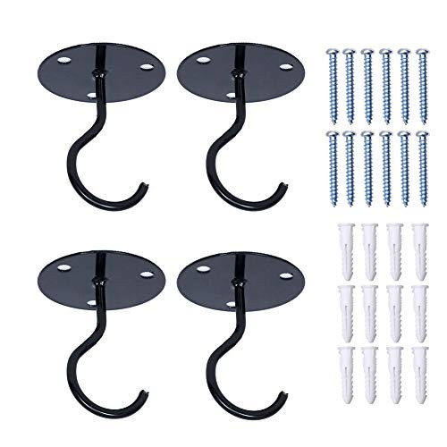 Wall Mount Ceiling Hooks 4 Pack Goods Ceiling Swag Hook Metal Plant Bracket with Screws Swag Hooks for Hanging Plants Ceiling or Extender Chains Outdoor Decoration Hooks